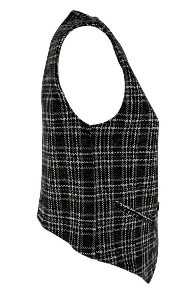 Gilet doppiopetto fantasia galles bianco e nero