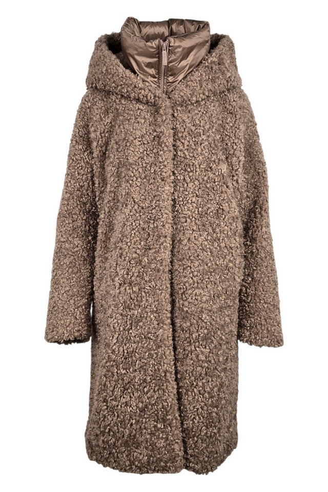 ecopelliccia donna castagna con gilet in piuma castagna
