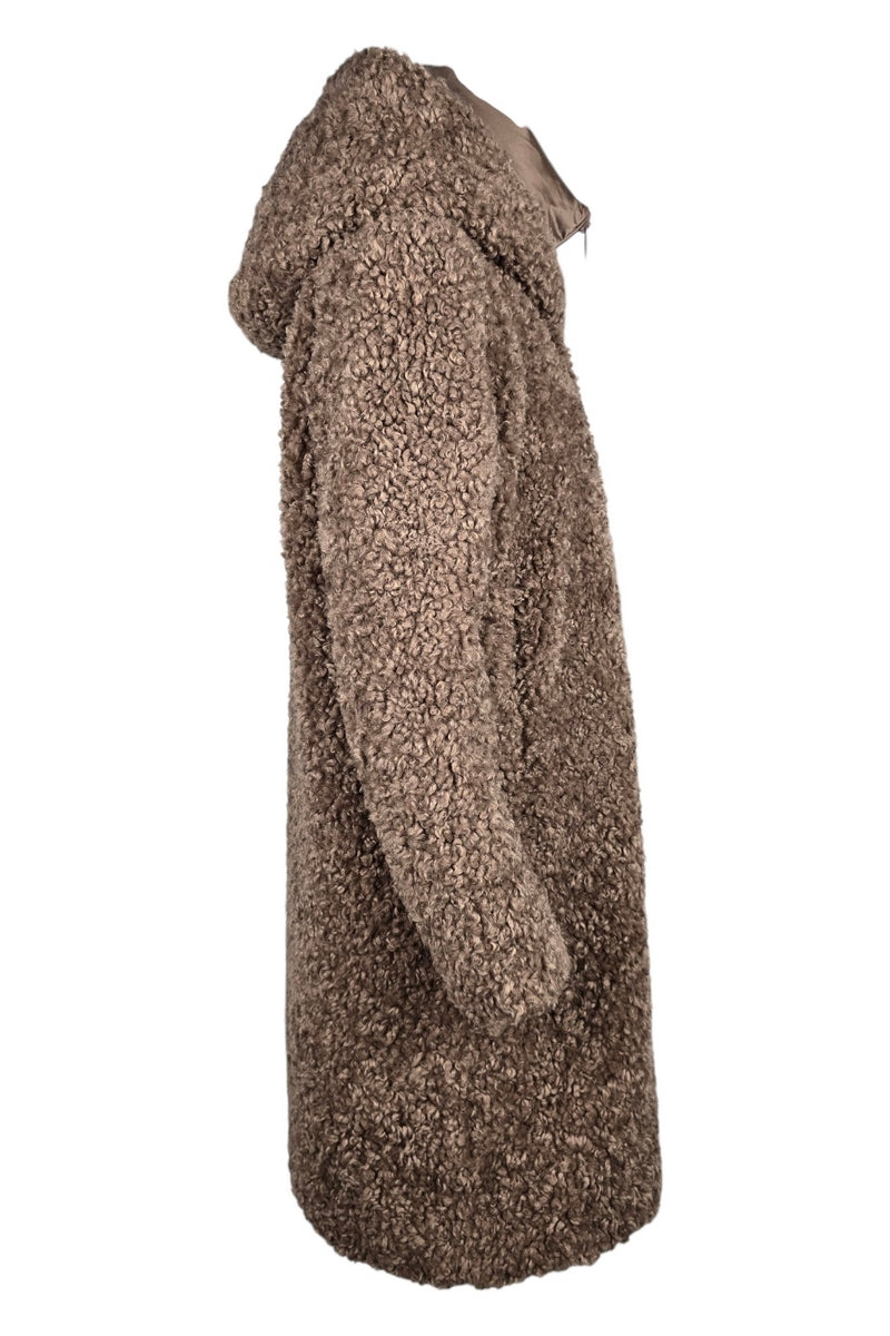 ecopelliccia donna castagna con gilet in piuma castagna