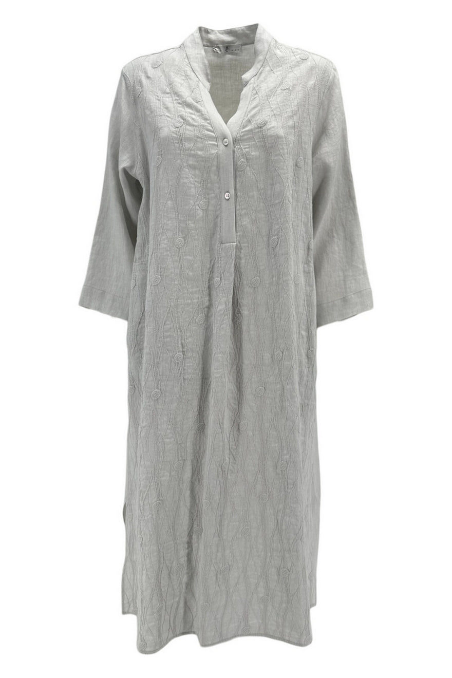 abito donna in lino perla con ricami