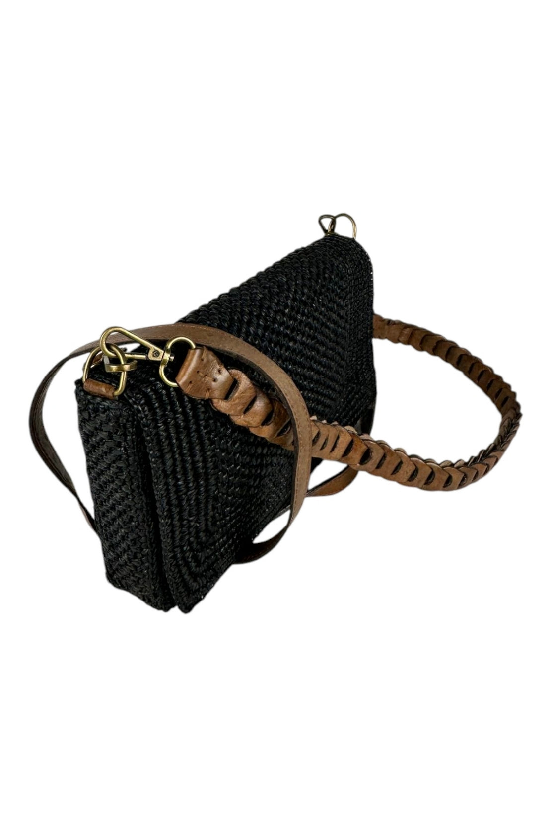 borsa donna milano in rafia nero