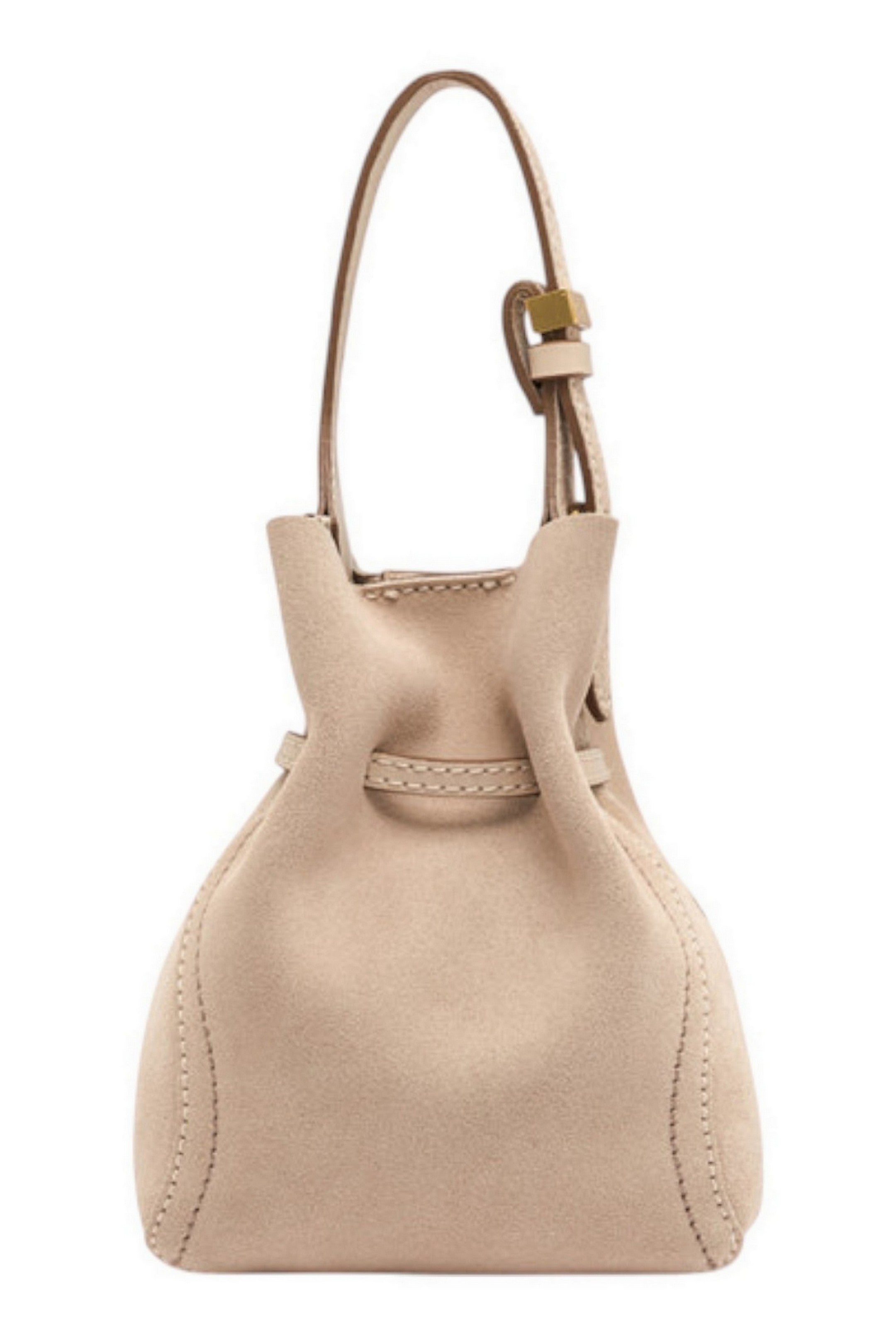 borsa donna sienna piccola in camoscio crema