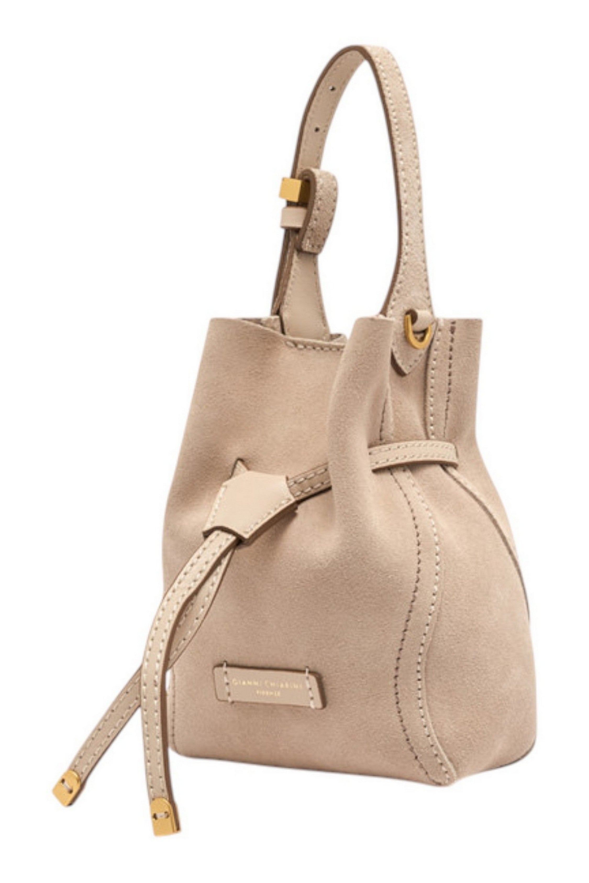 borsa donna sienna piccola in camoscio crema