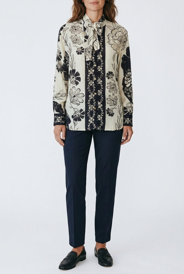 camicia con fiocco fantasia