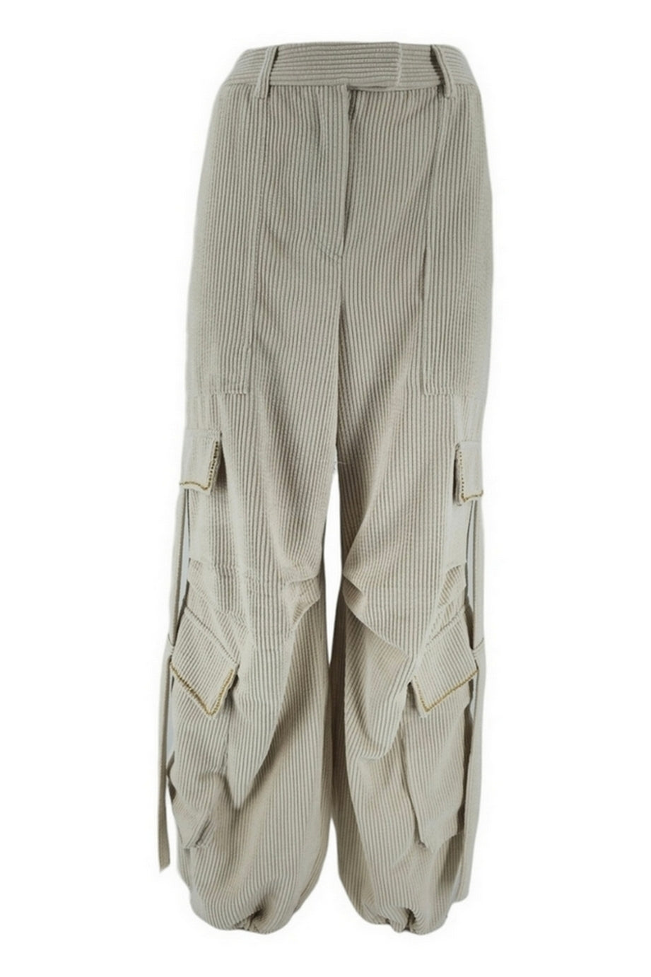 pantalone donna cargo panna