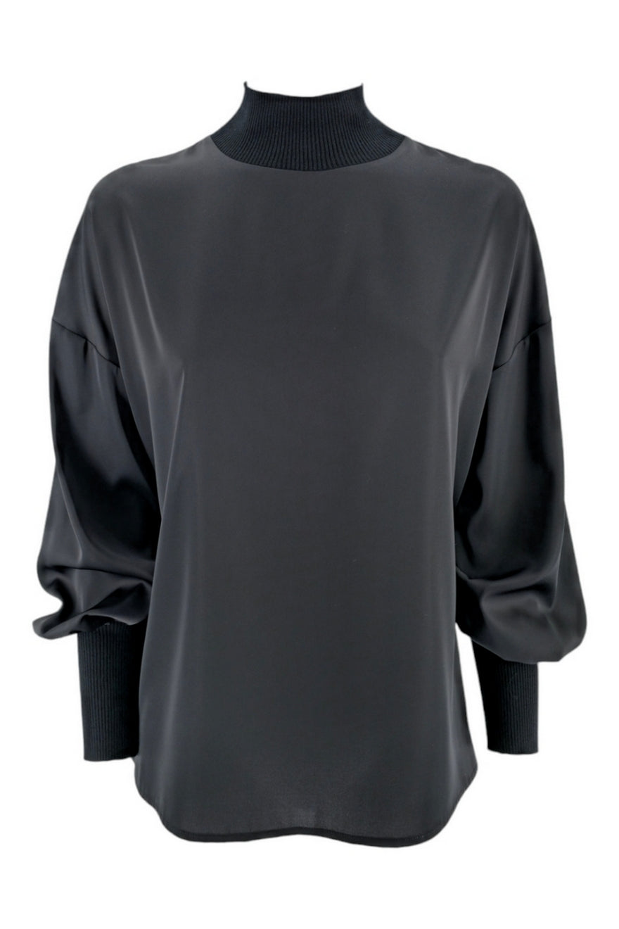camicia donna in raso nero