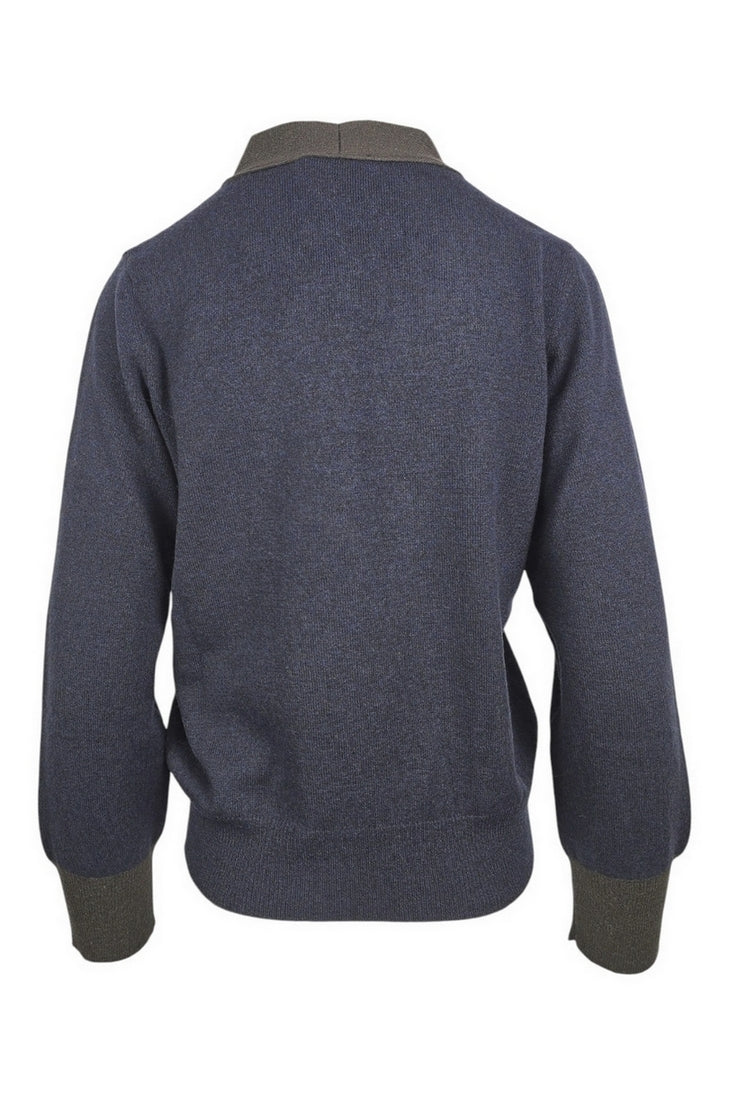 maglia con fiocco e collo a contrasto