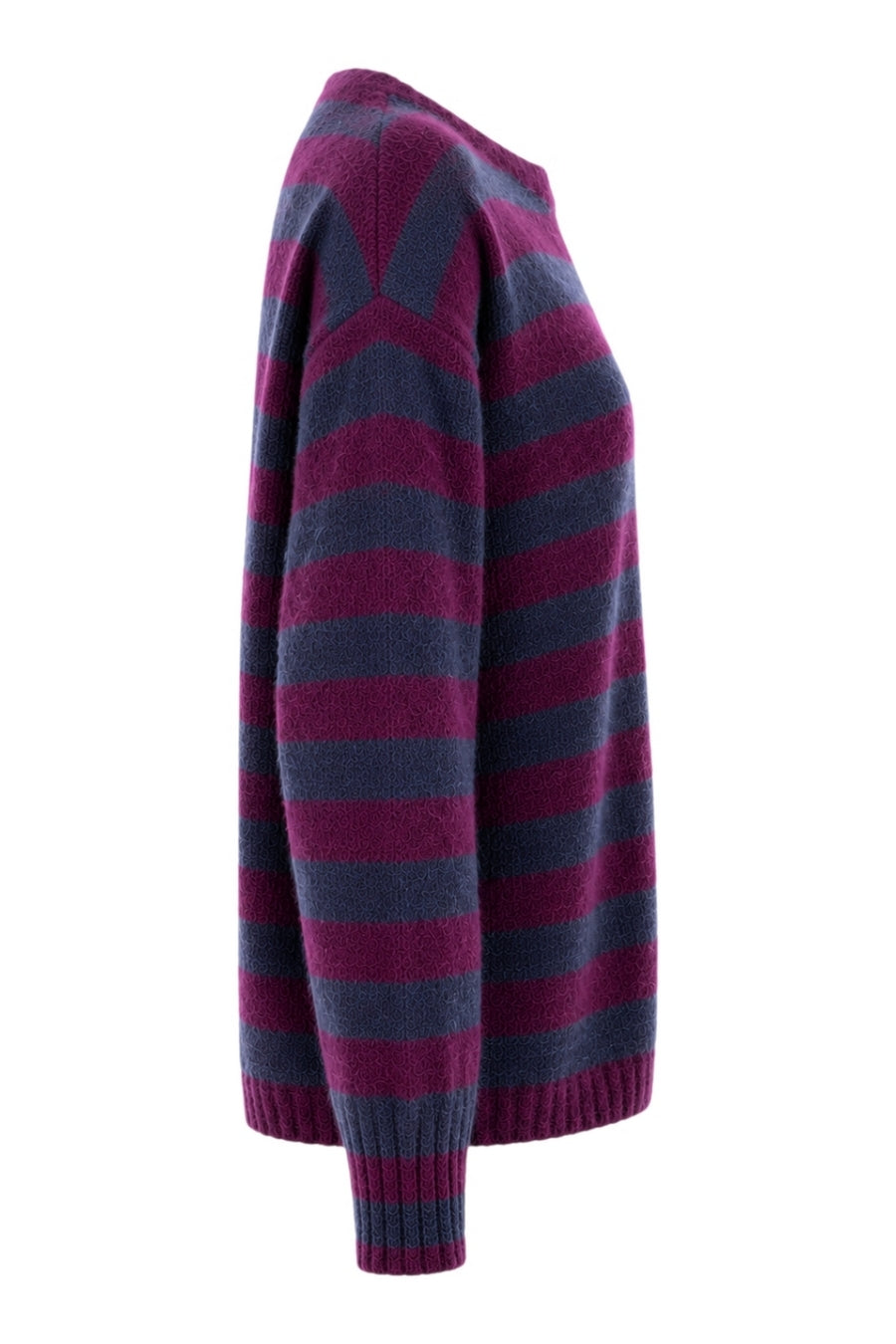 maglia girocollo a righe in alpaca