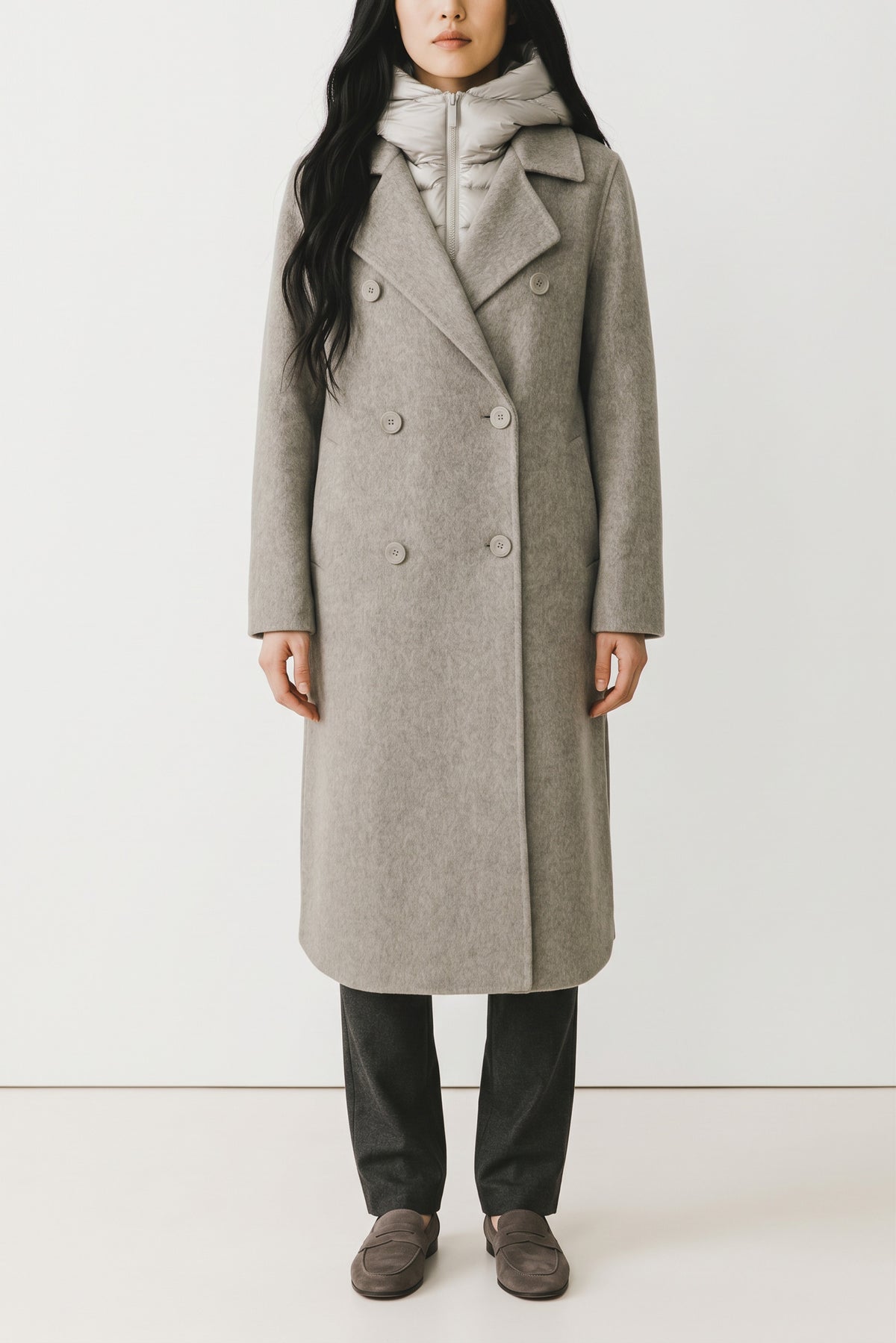cappotto lungo con interno in nylon