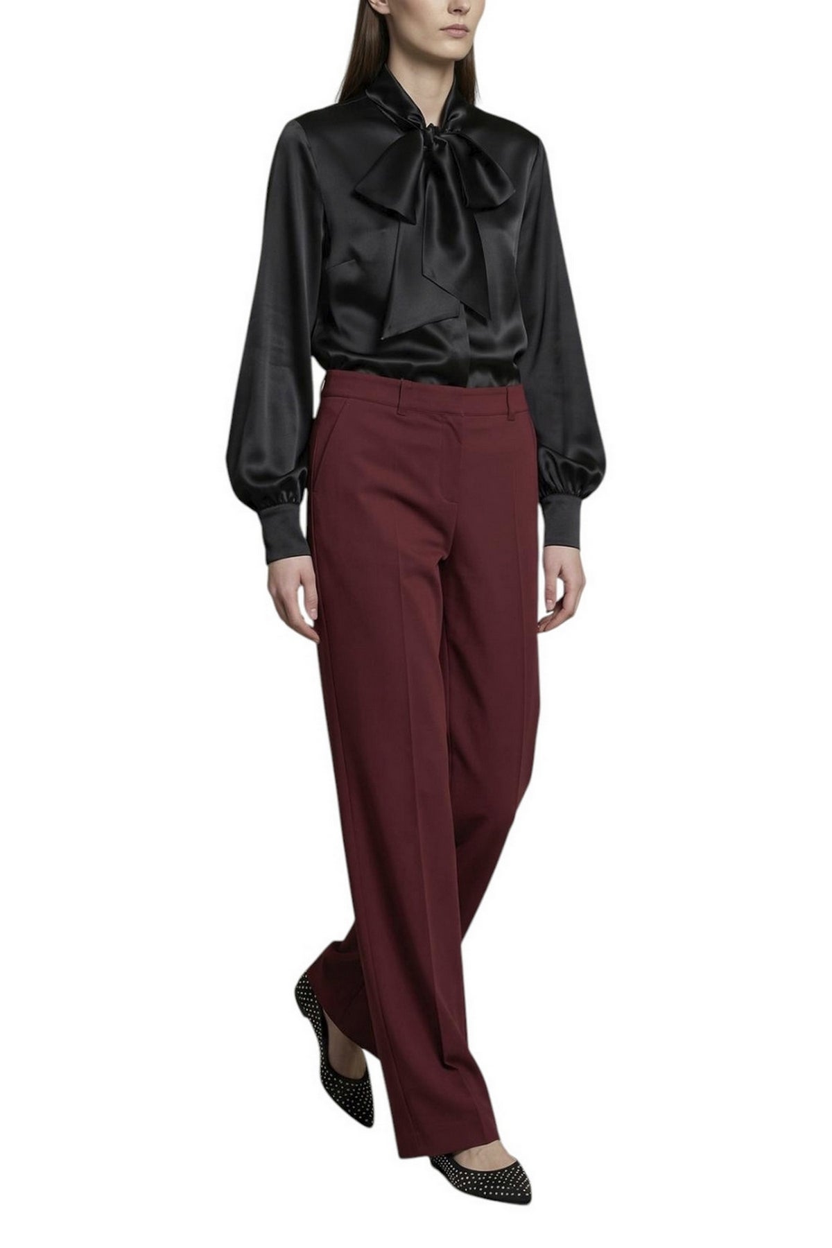 camicia in raso con fiocco