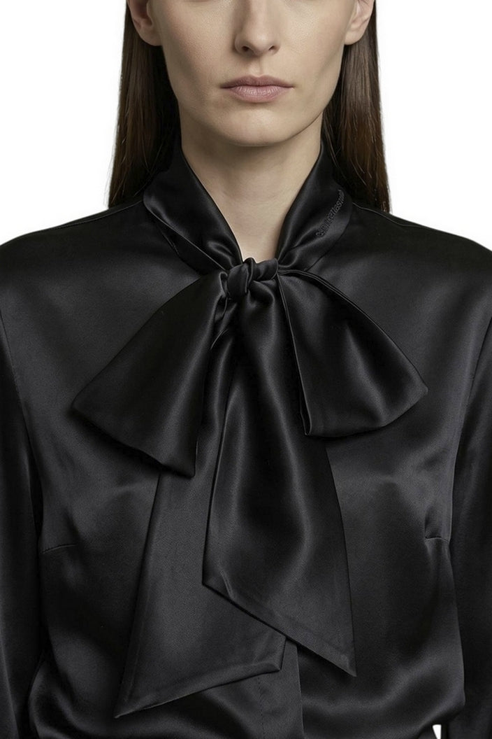 camicia in raso con fiocco