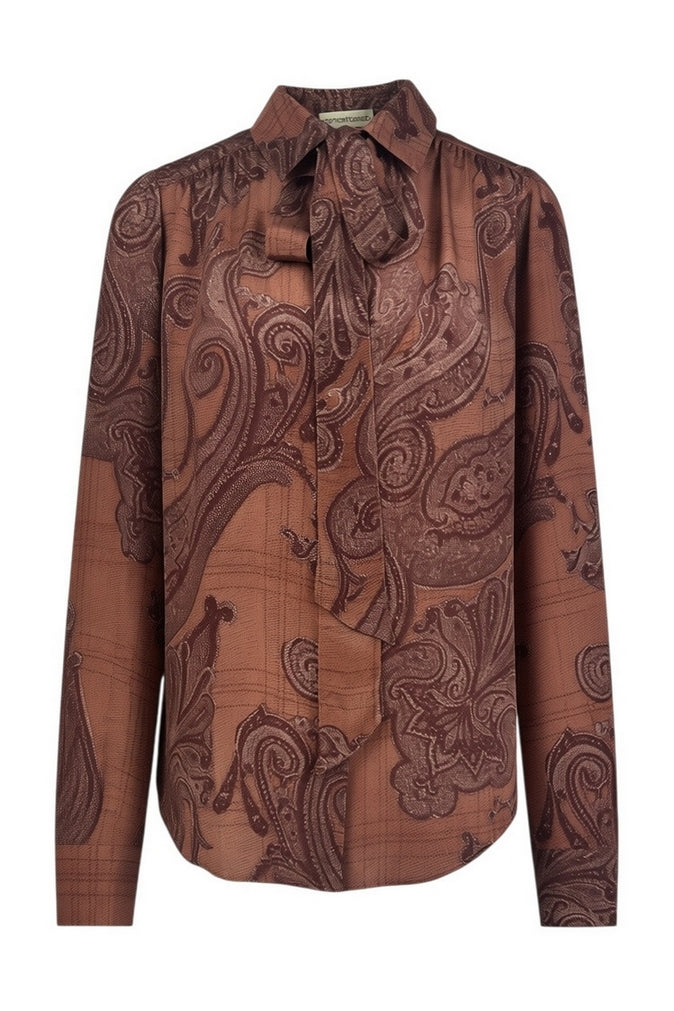 camicia fantasia cachemire con fiocco