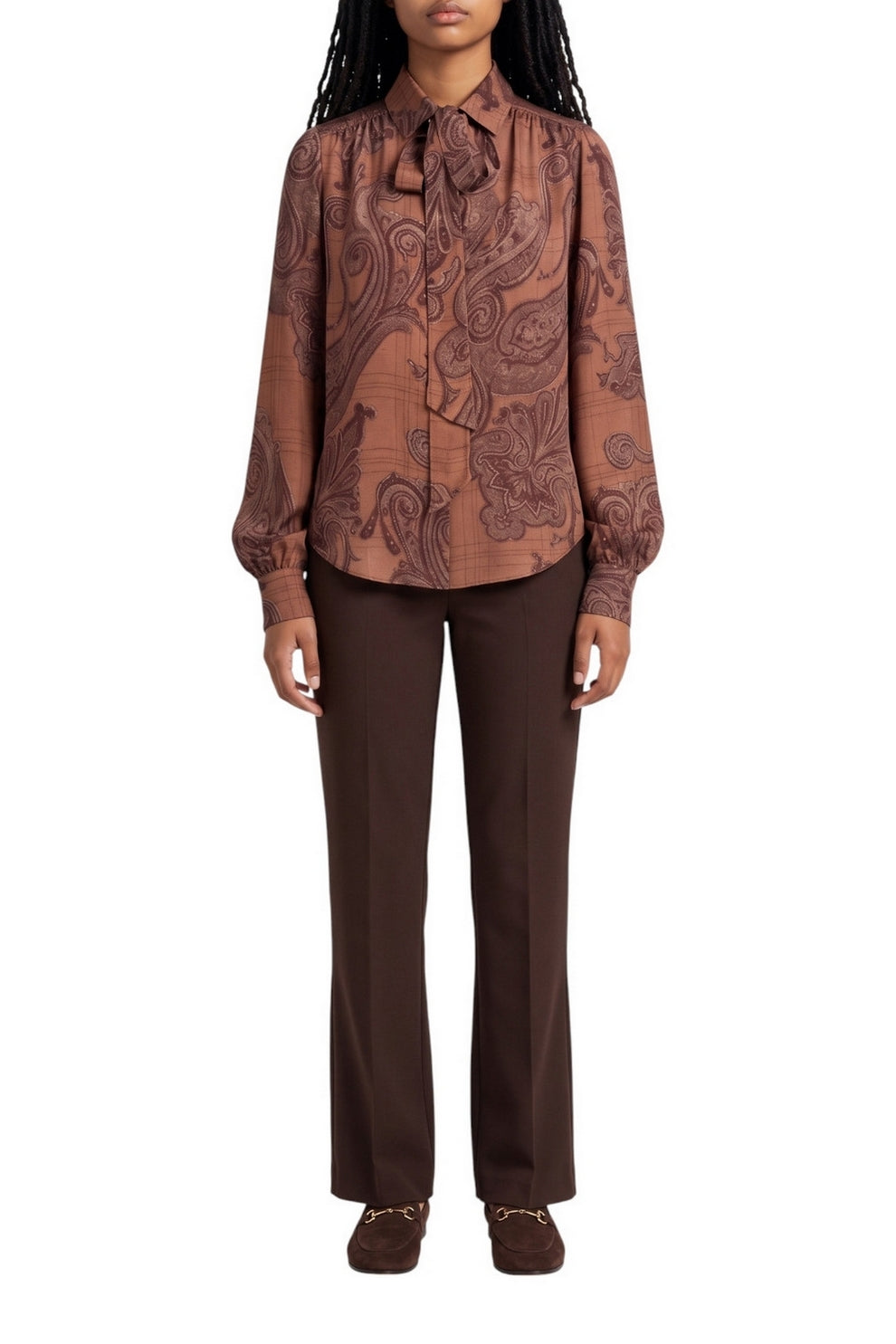 camicia fantasia cachemire con fiocco