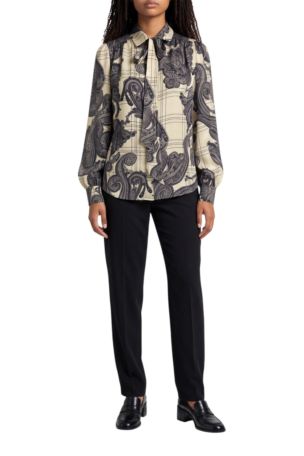 camicia fantasia cachemire con fiocco