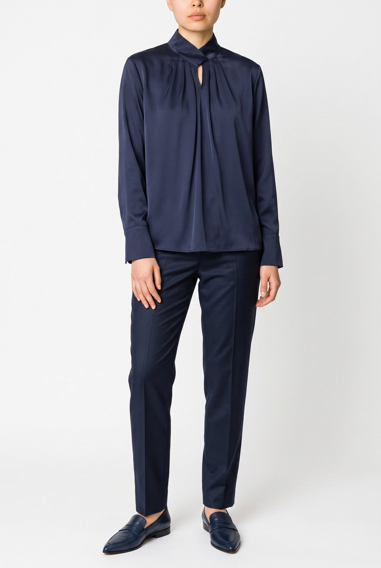 camicia donna in raso collo alto