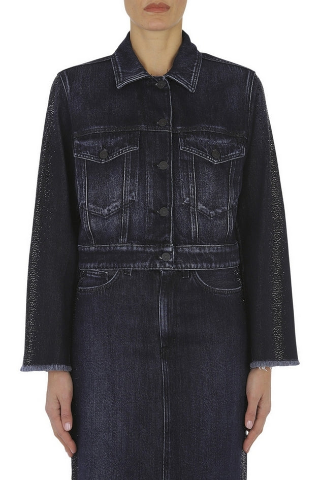 giubbotto in denim con strass