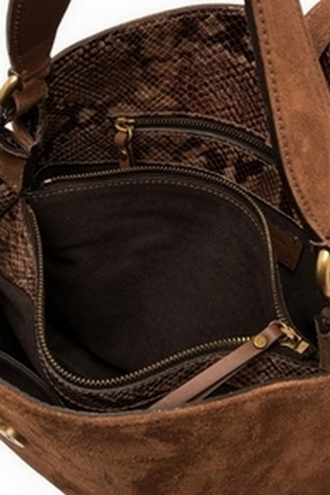 borsa aurelie fiona in camoscio interno pitone