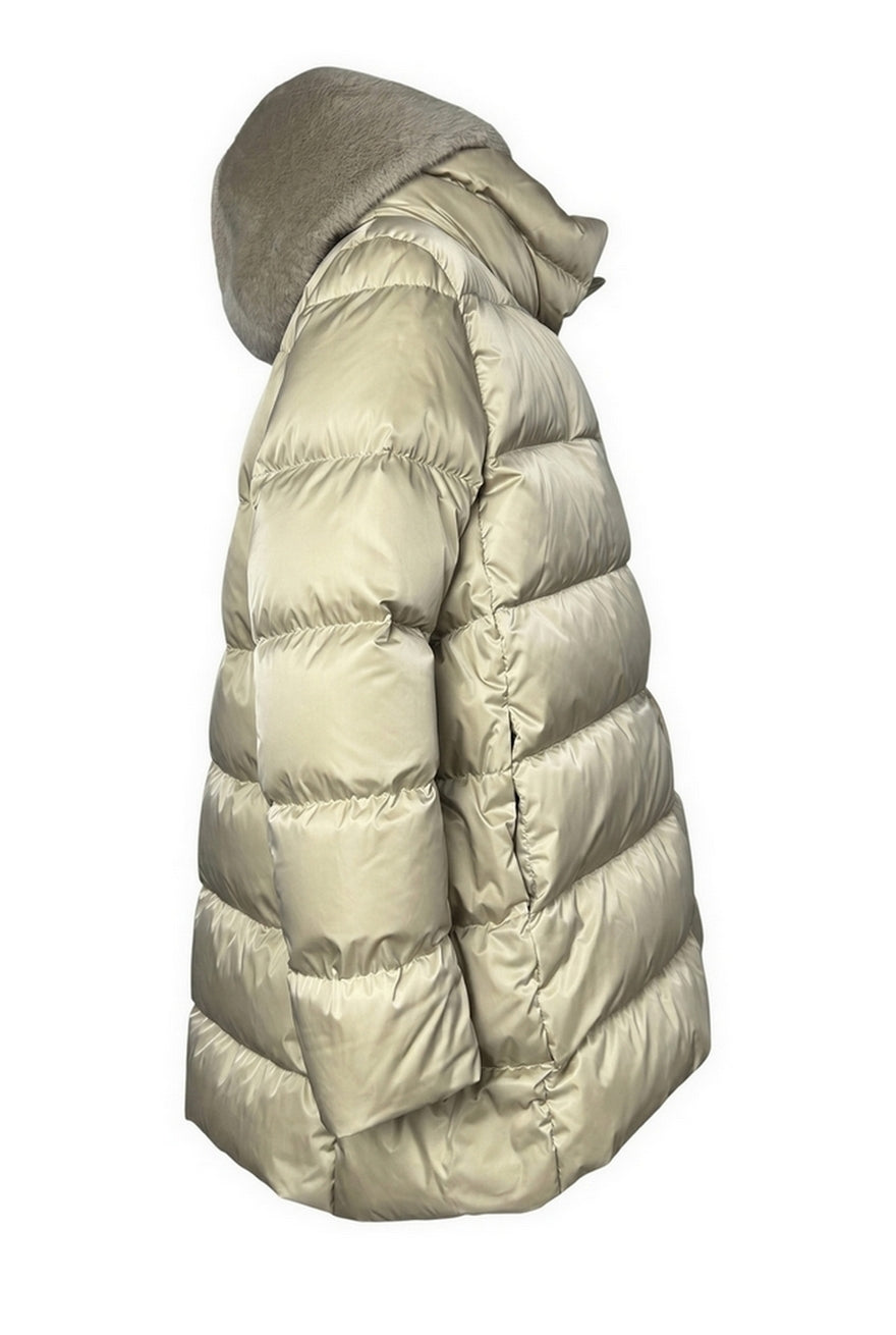 piumino donna ad a con gilet ecopelliccia