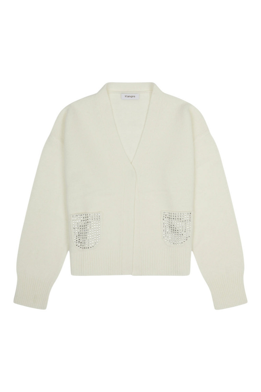 cardigan con tasche con strass