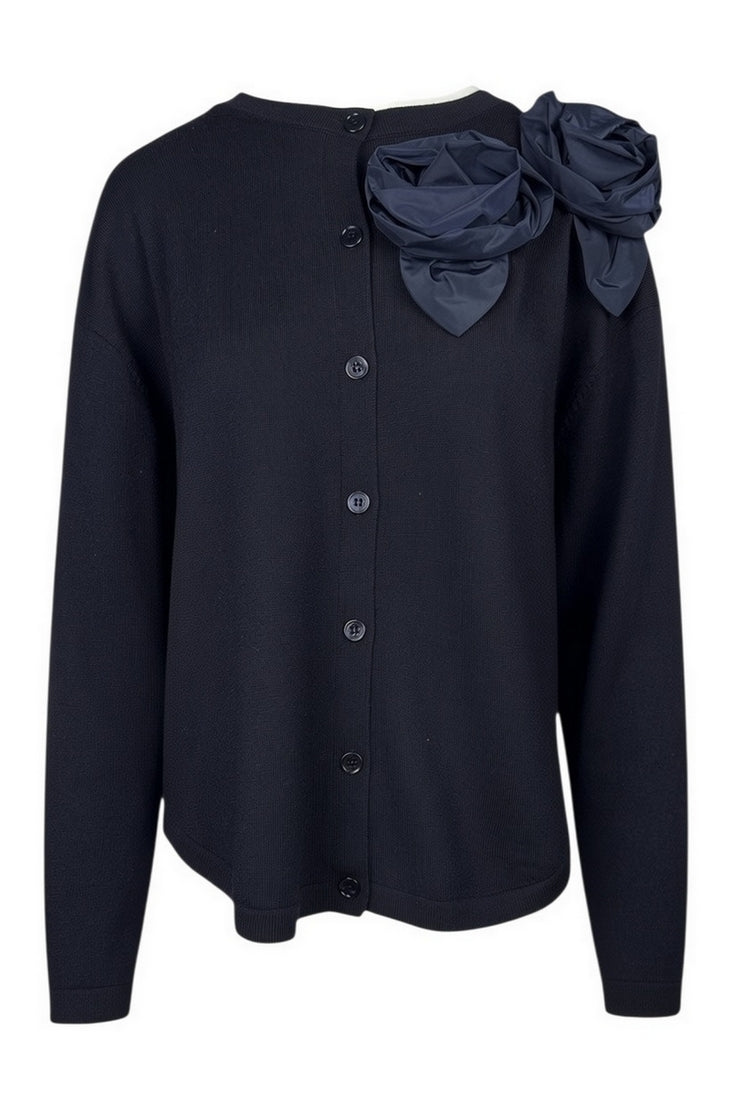cardigan con applicazione di fiori