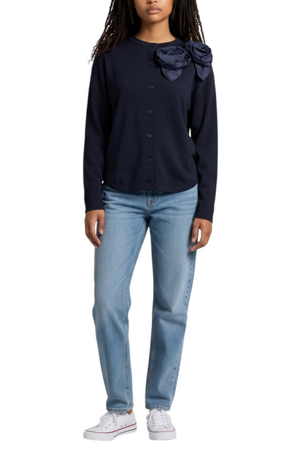 cardigan con applicazione di fiori