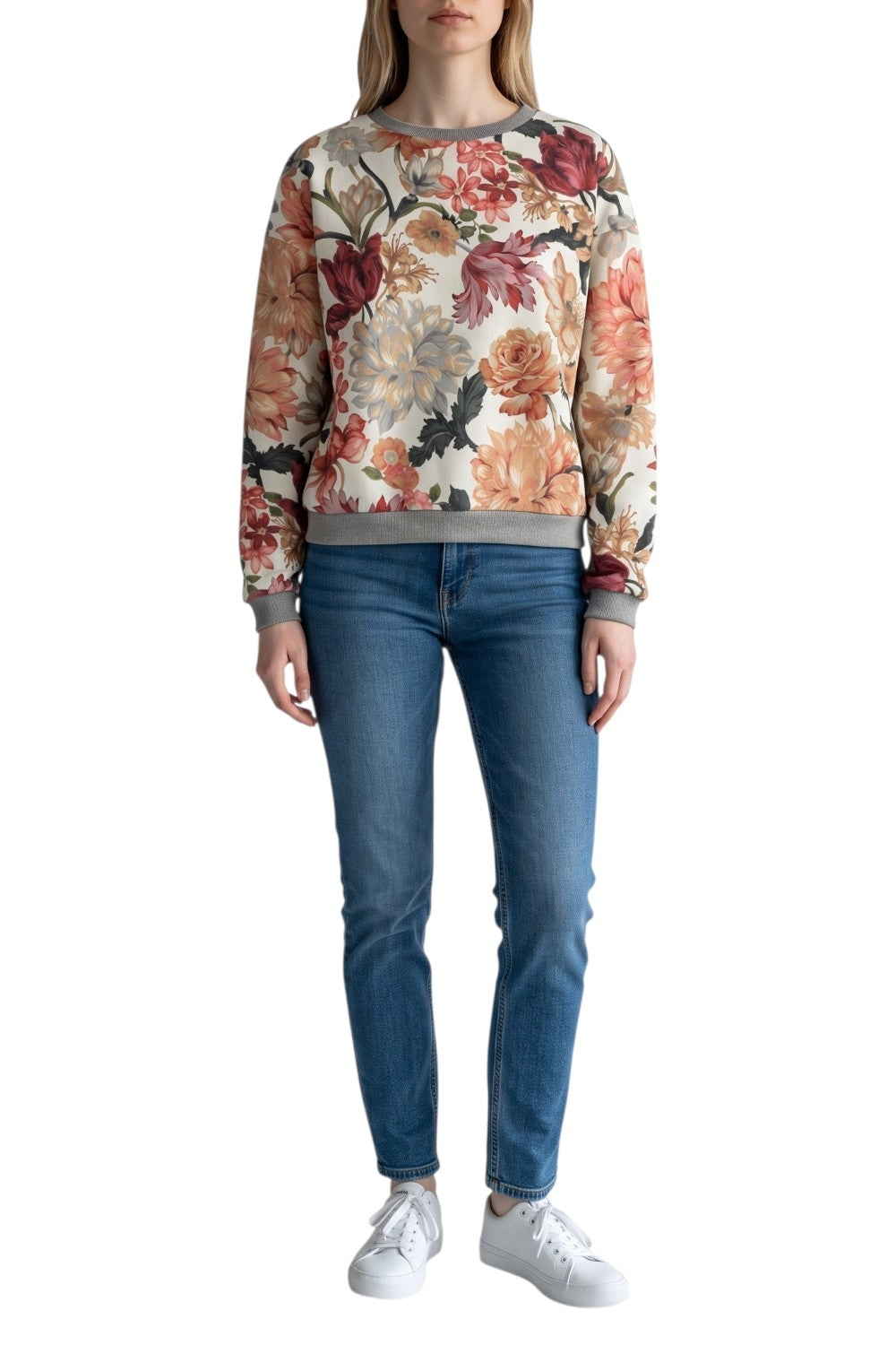 felpa a fiori reversibile