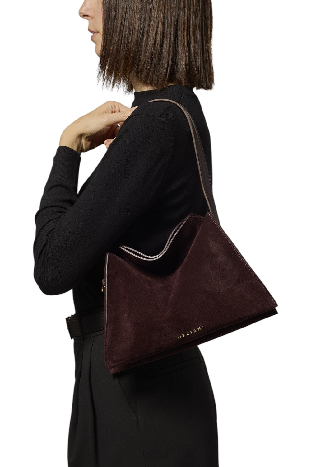 borsa trinity piccola in camoscio