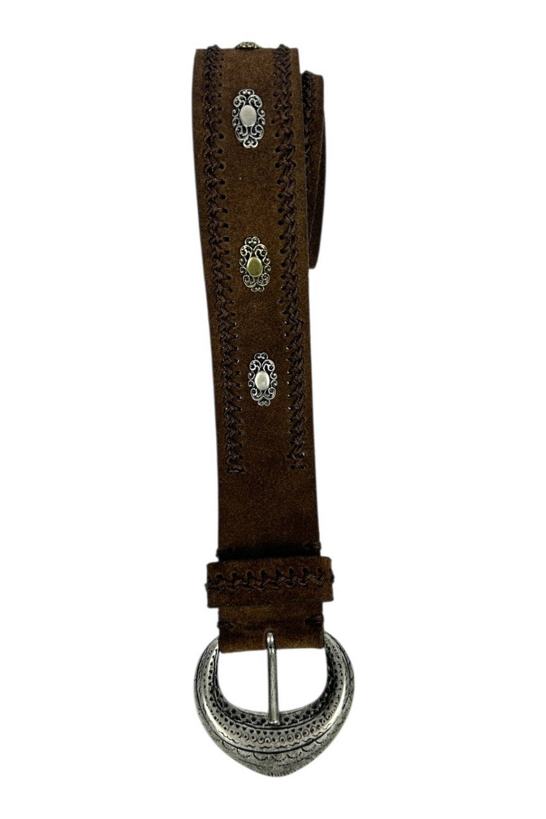 cintura in camoscio con borchie oro e argento