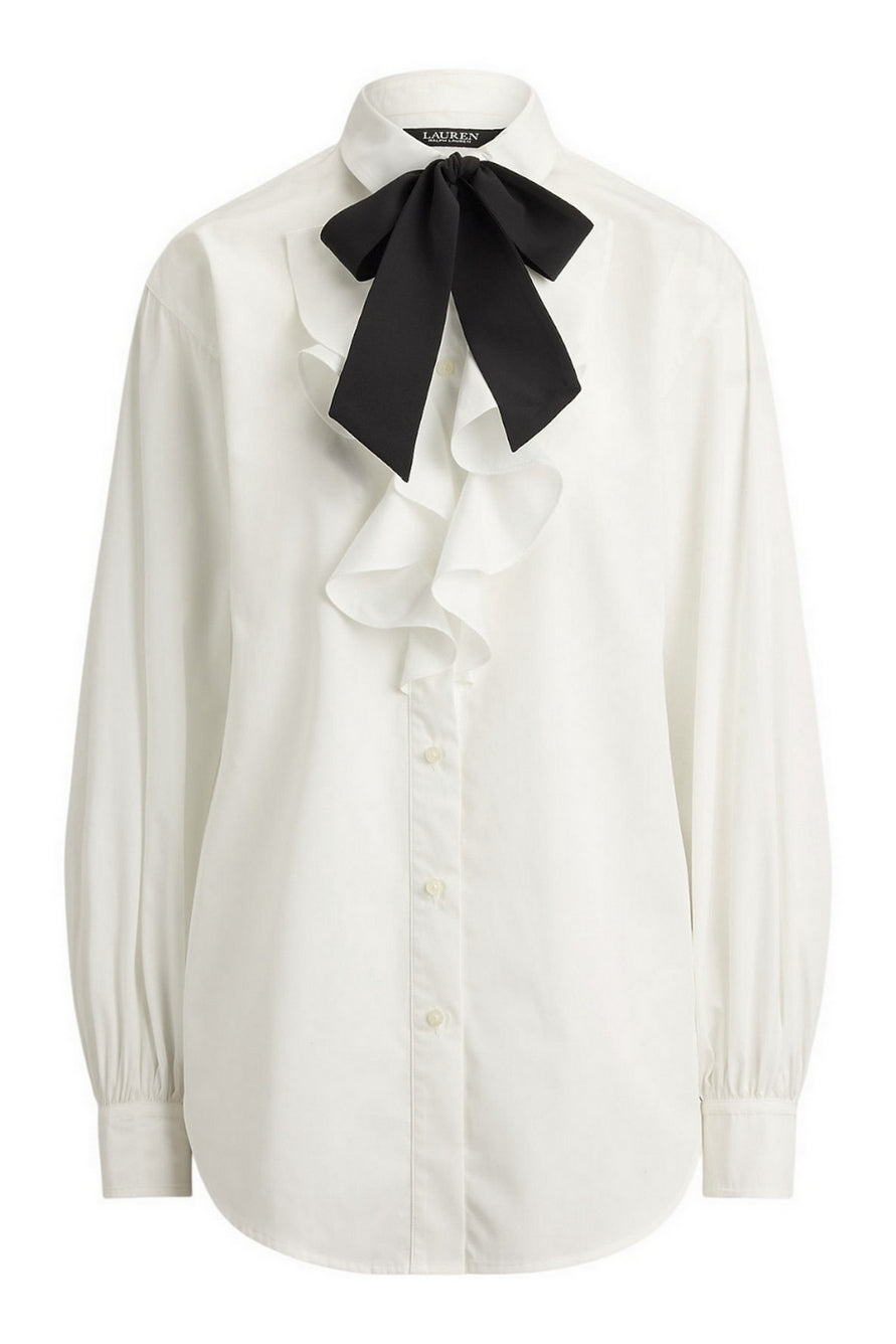 camicia con ruches e cravatta