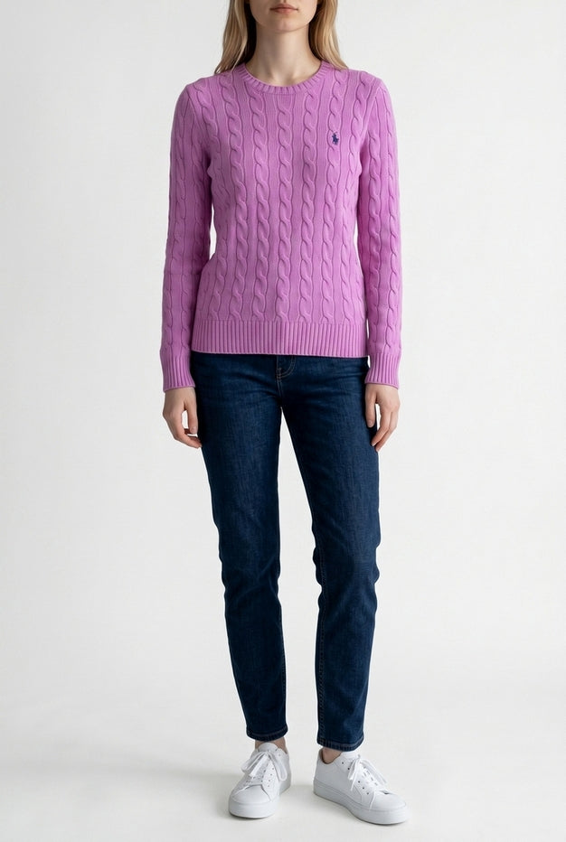 maglia girocollo a trecce