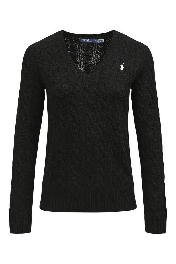 maglia scollo a v a trecce