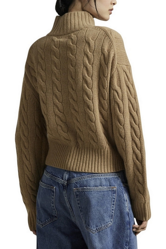 maglia zip a trecce