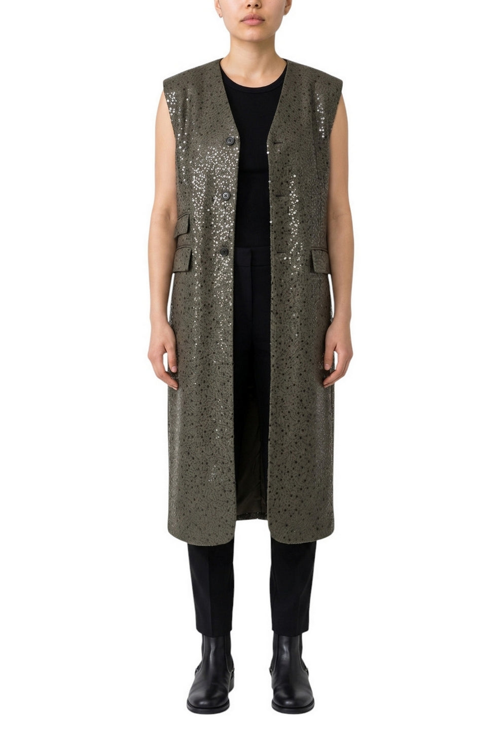gilet lungo con paillettes