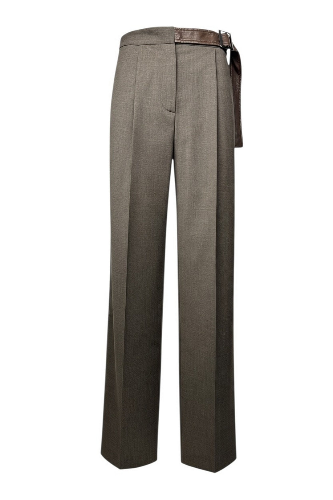 pantalone con cintura in ecopelle