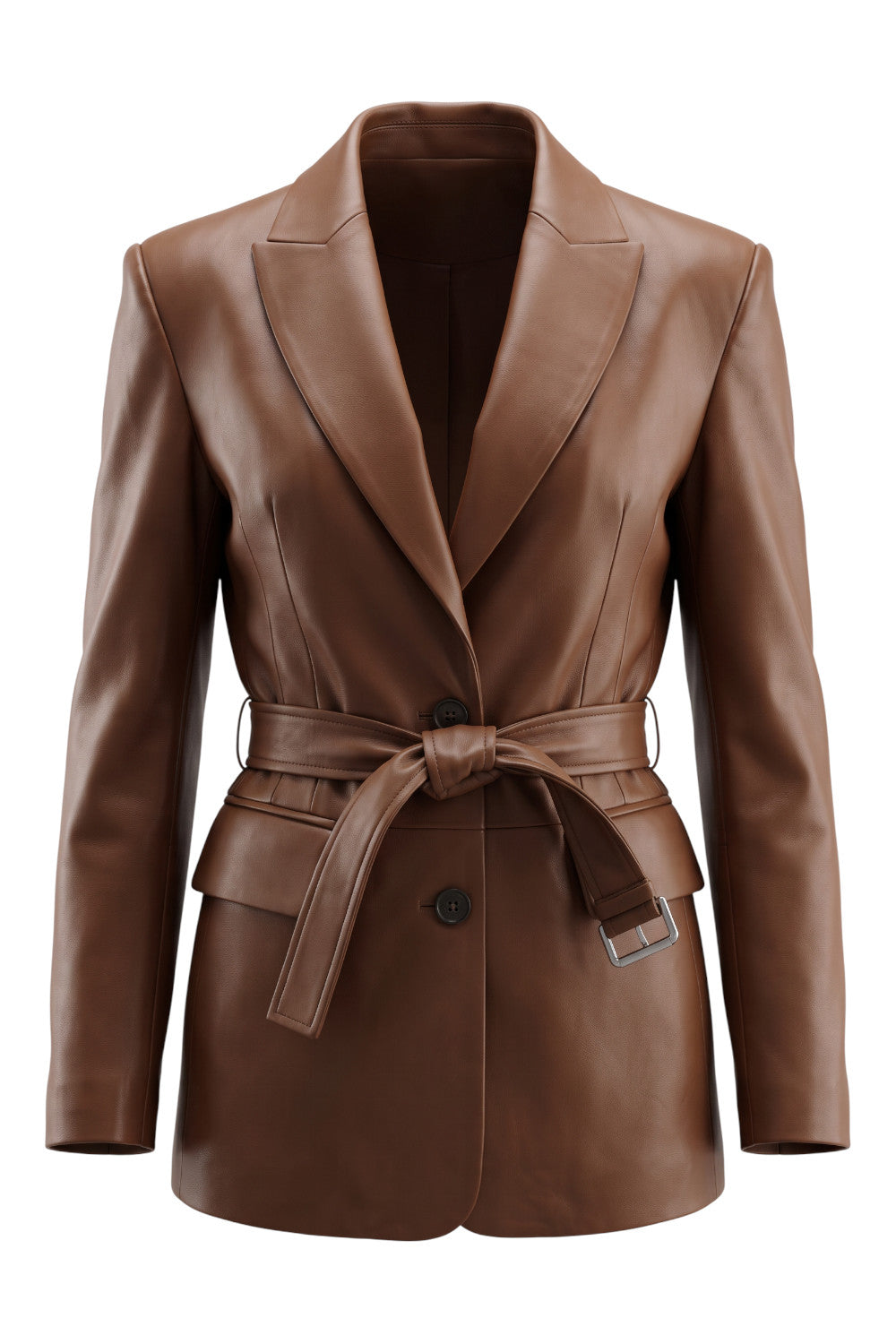 giacca in pelle con cintura