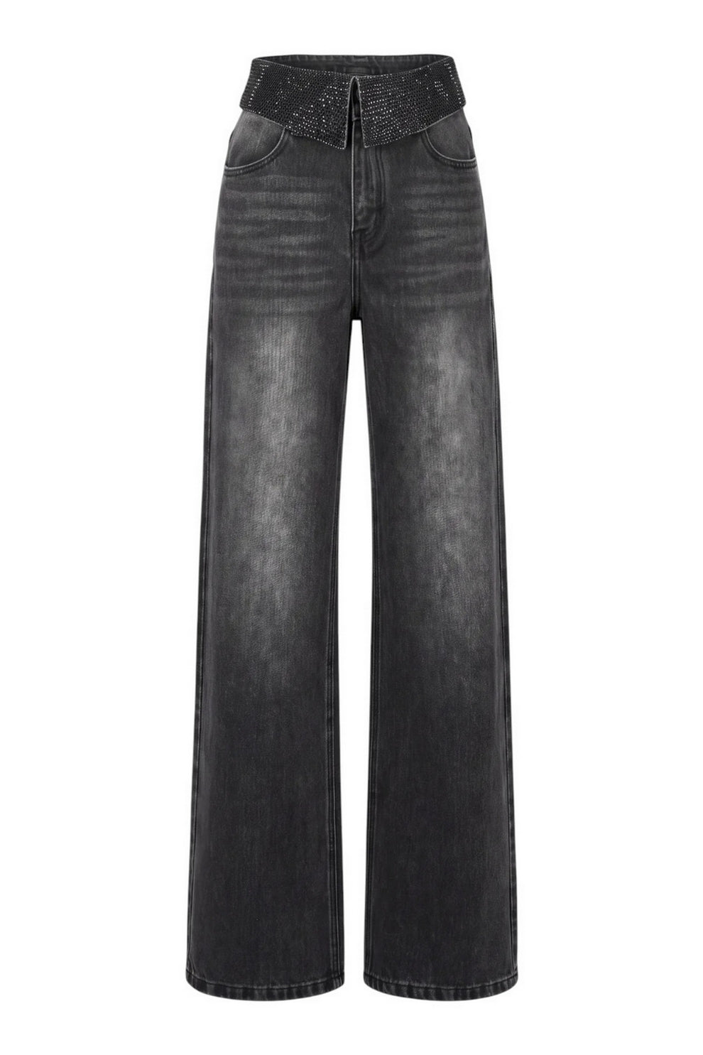 jeans ori con strass in vita