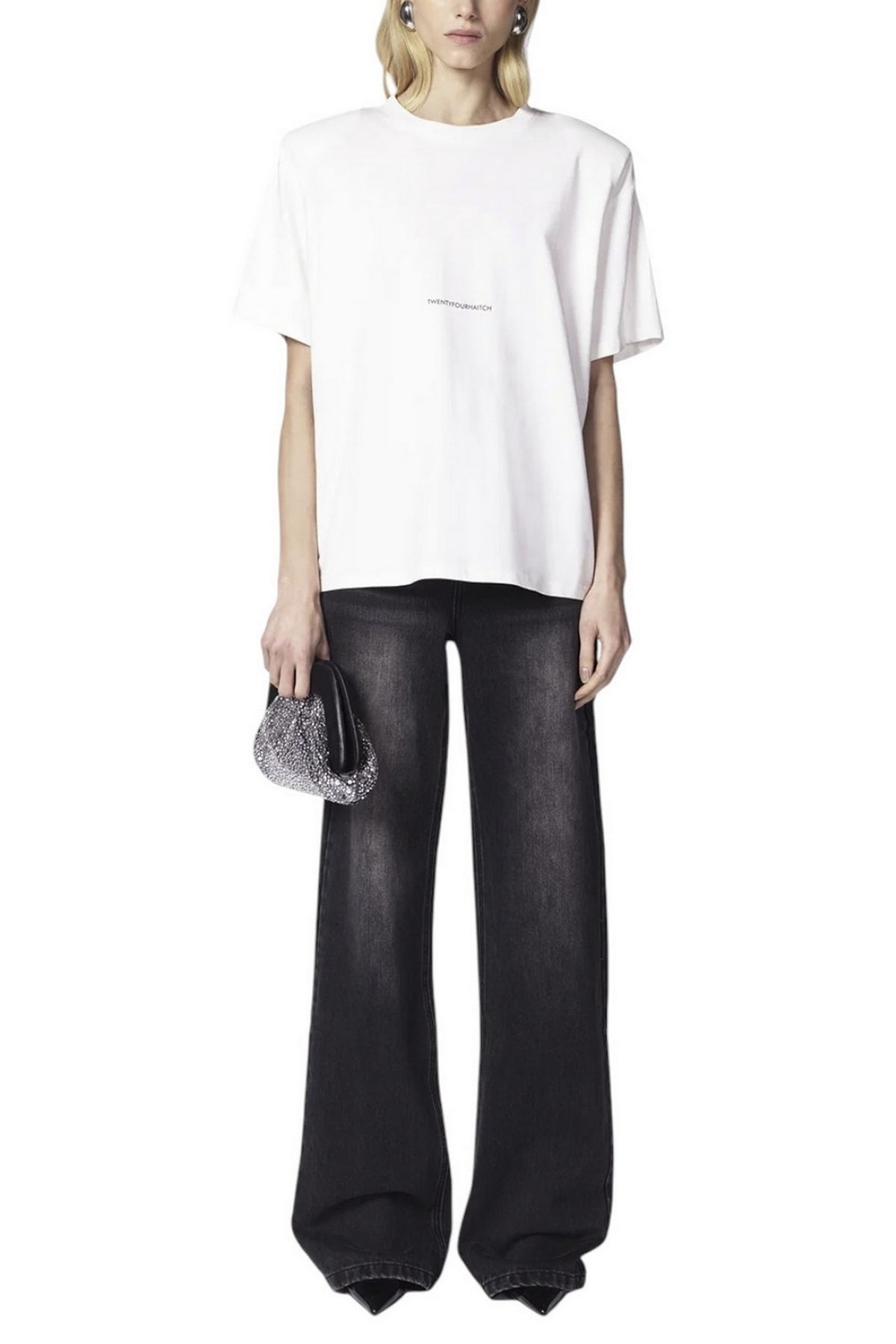 jeans ori con strass in vita