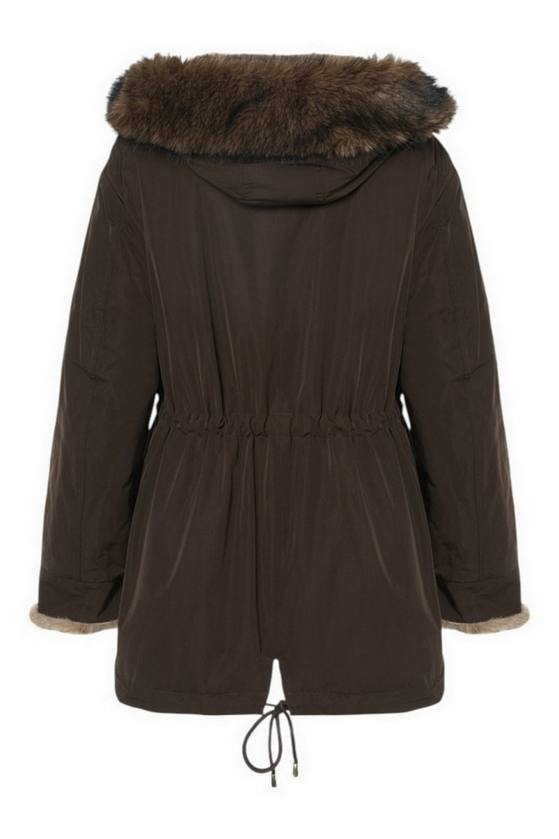 parka con inserti in eco-pellliccia
