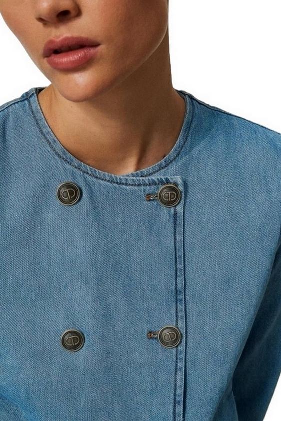 Giacca donna coreana in jeans denim chiaro