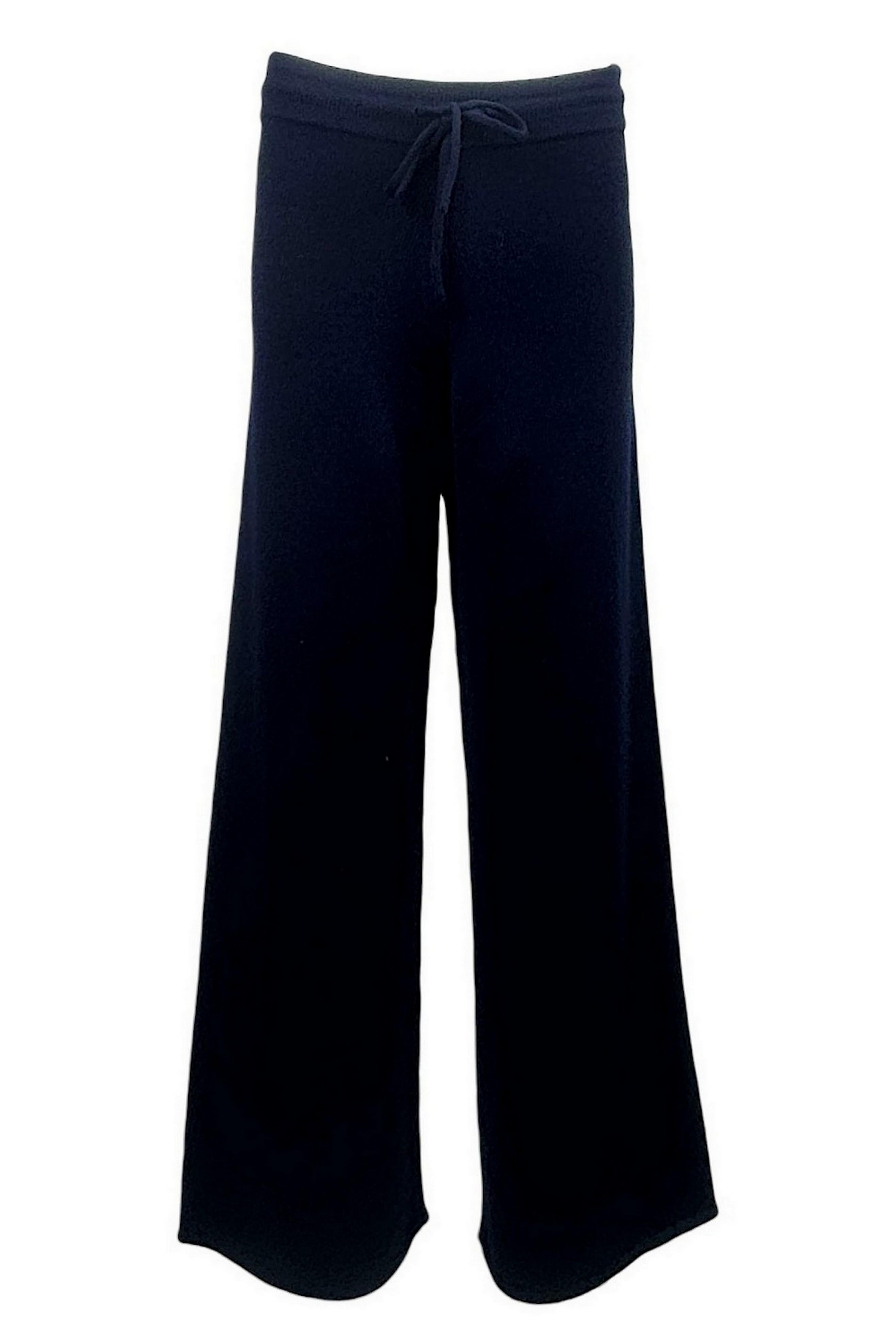 pantalone donna largo in maglia blu