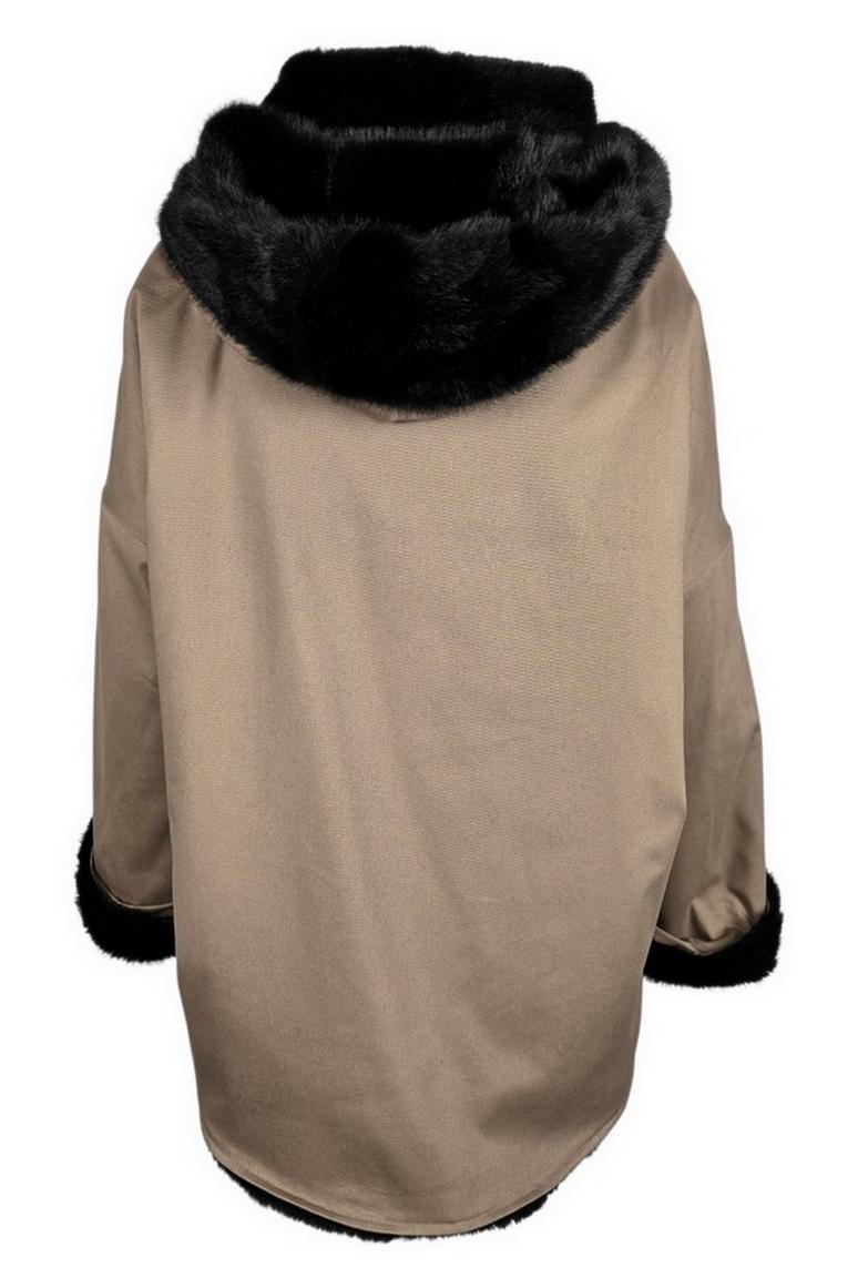 trench donna a scatola con interno in eco-visione cammello