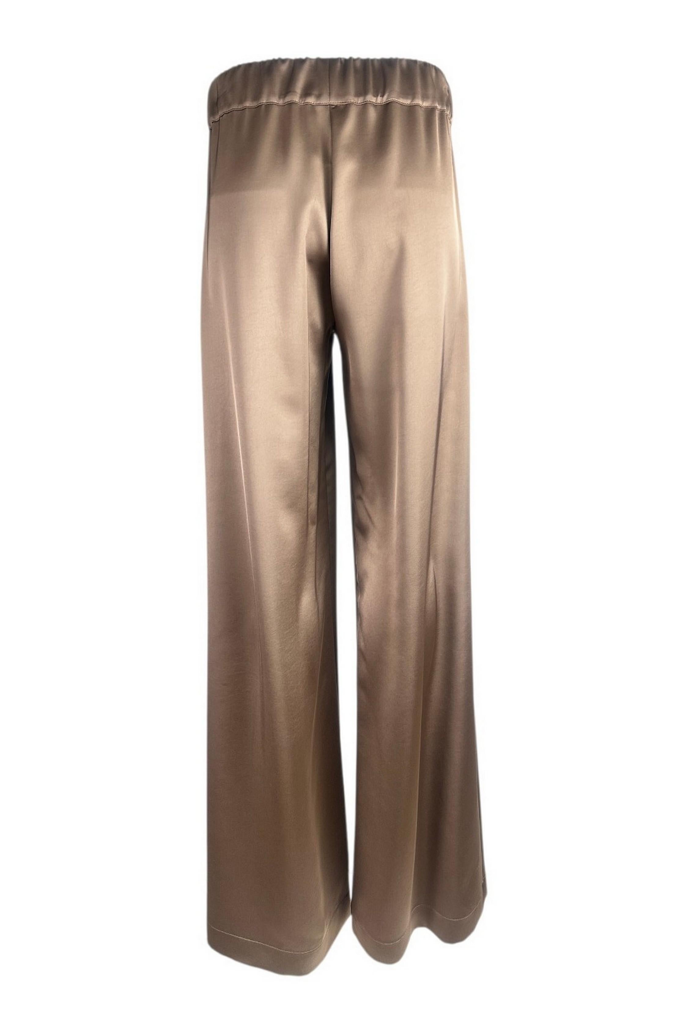 pantalone donna in raso marrone