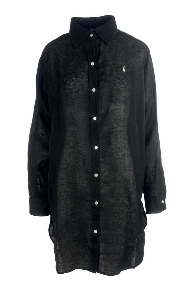 camicia donna over in lino nero
