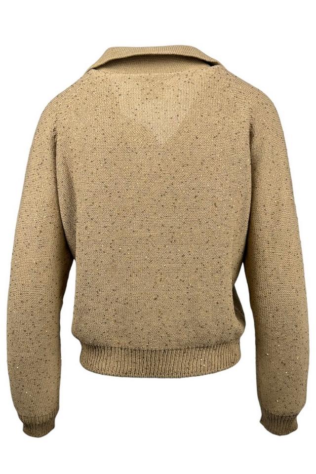 polo donna con paillettes cannella