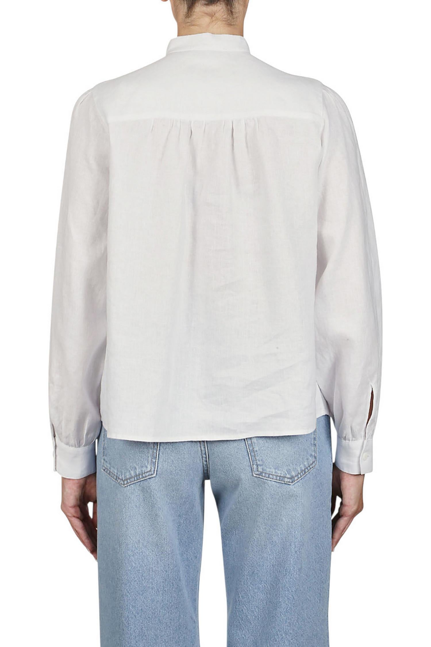 camicia donna con trafori bianca