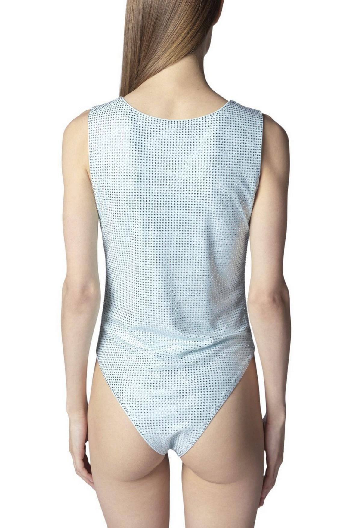 body donna con paillettes argento