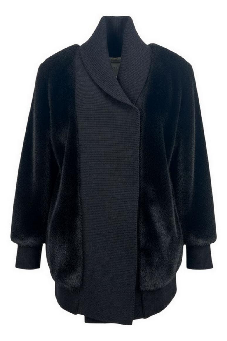 cardigan donna in eco-pelliccia nero