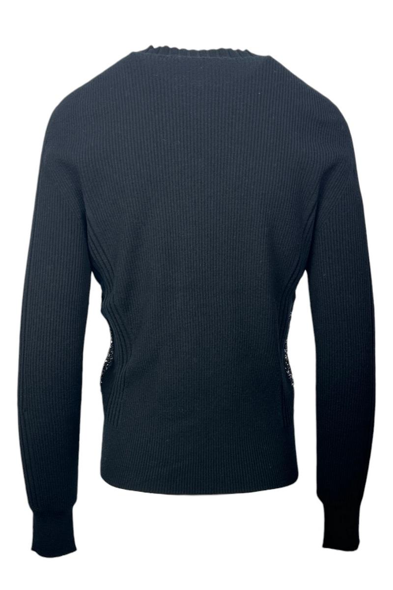 maglia donna paillettes più costine nera