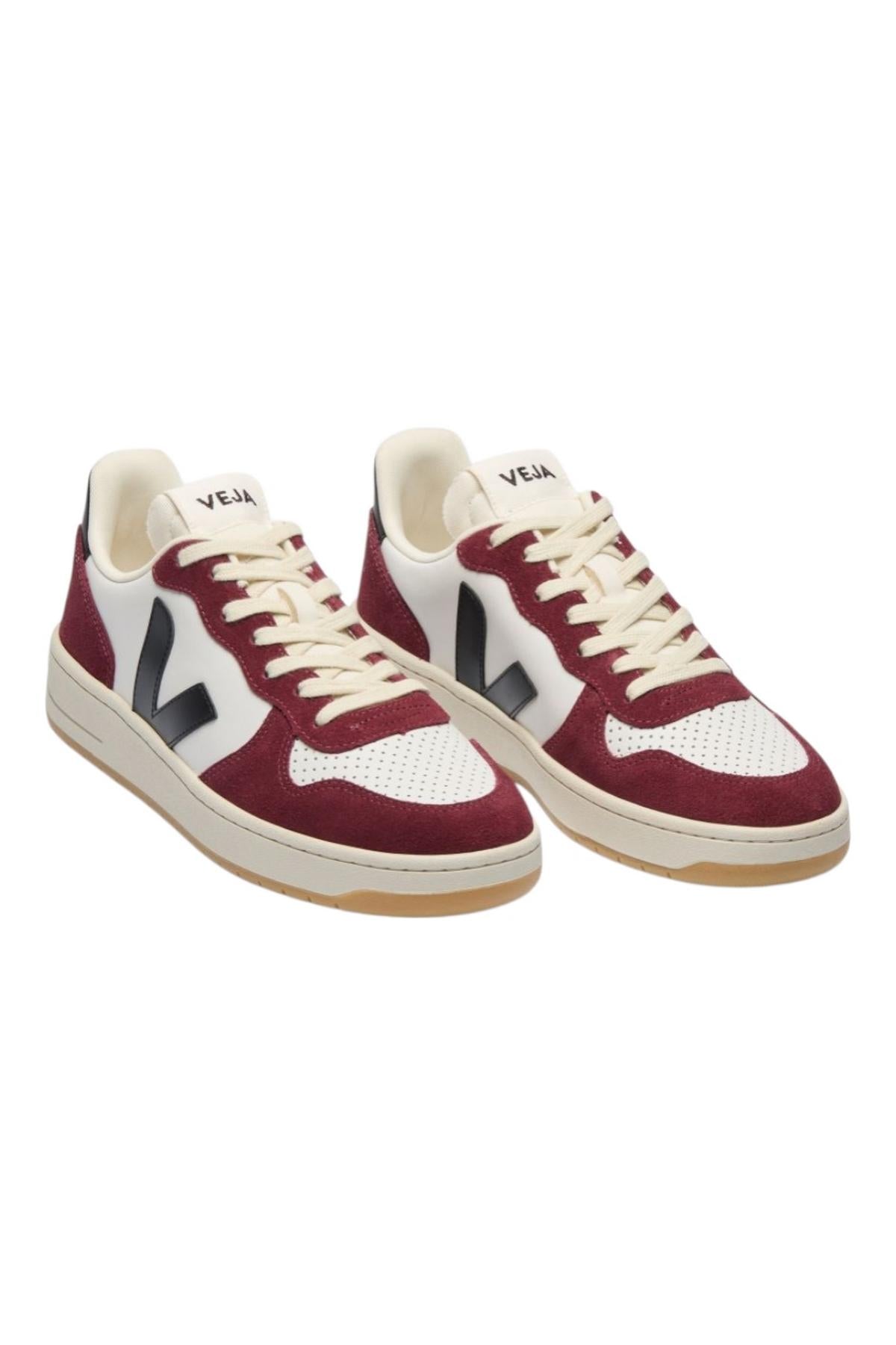 sneakers donna v-10 prime bianco e bordeaux