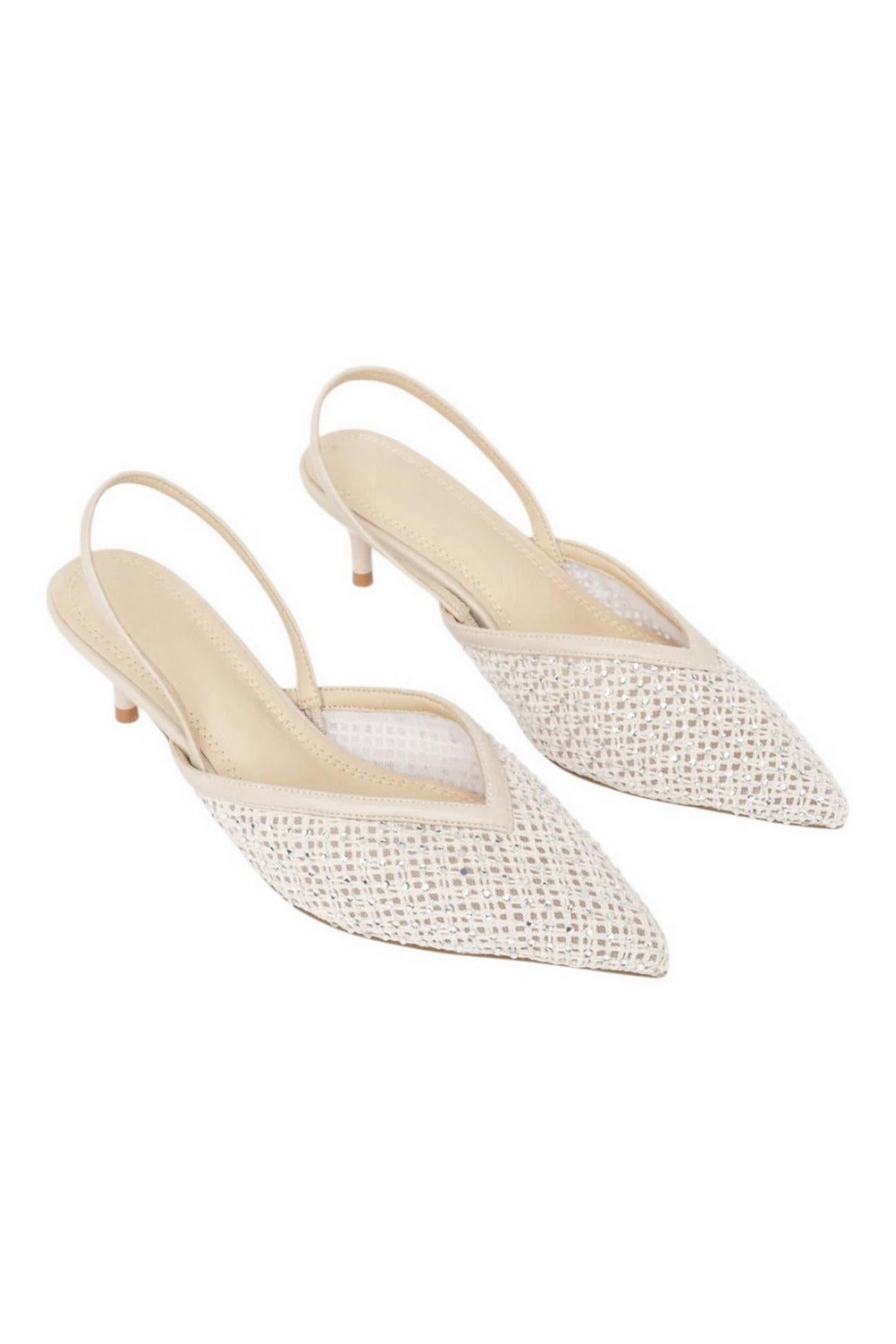 chanel donna a rete con strass cipria